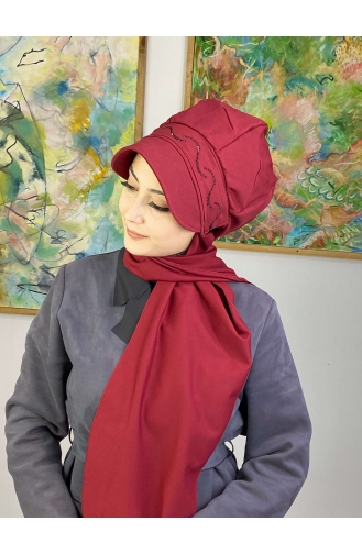 Dark Claret Red Ready to Wear Turban 1TŞŞAP27OCK-09