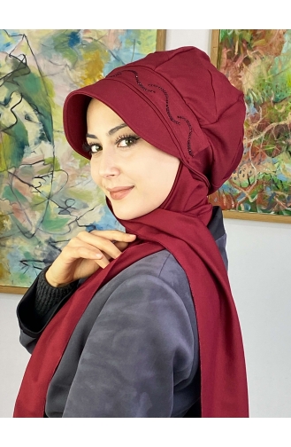 Dark Claret Red Ready to Wear Turban 1TŞŞAP27OCK-09