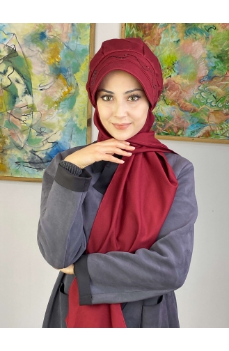 Dark Claret Red Ready to Wear Turban 1TŞŞAP27OCK-09