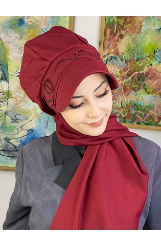 Dunkel Weinrot Praktischer Turban 1TŞŞAP27OCK-09