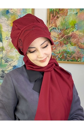 Dunkel Weinrot Praktischer Turban 1TŞŞAP27OCK-09