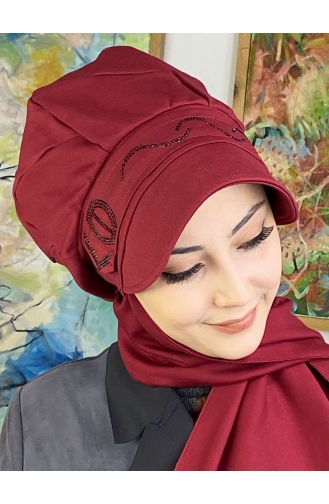 Dark Claret Red Ready to Wear Turban 1TŞŞAP27OCK-09