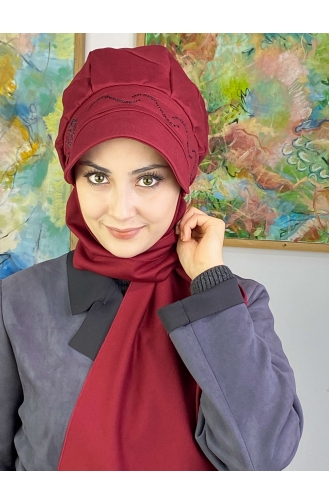 Dark Claret Red Ready to Wear Turban 1TŞŞAP27OCK-09