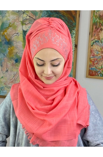 Pinkish Orange Ready to wear Turban 17ŞBTTHZŞL17-02