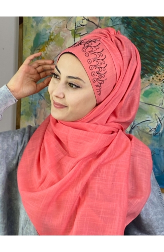 Peach Pink Ready to Wear Turban 18ŞBTTHZŞL18-02