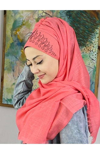 Peach Pink Ready to Wear Turban 18ŞBTTHZŞL18-02