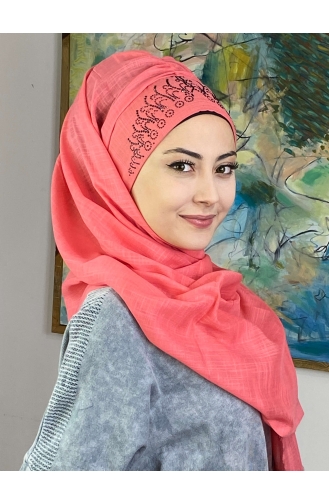 Peach Pink Ready to Wear Turban 18ŞBTTHZŞL18-02