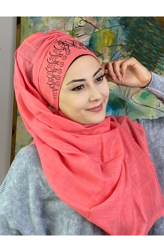 Pinkish Orange Ready to wear Turban 18ŞBTTHZŞL18-02