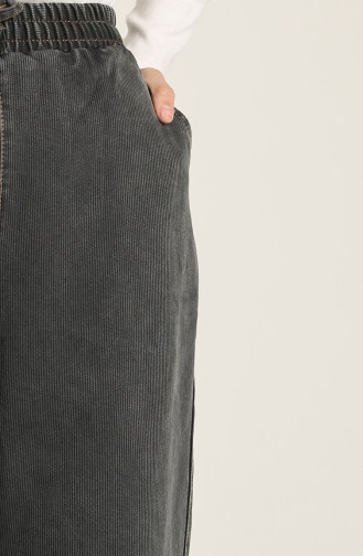 Saçaklı Bol Paça Kot Pantolon 3602G-01 Füme