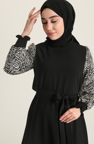 Schwarz Hijab Kleider 3113-02