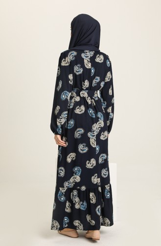 Navy Blue Hijab Dress 2271-04