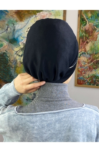 Yelpaze Model Gümüş Taşlı Hazır Bone 45ŞBTTHZŞL45-01 Siyah