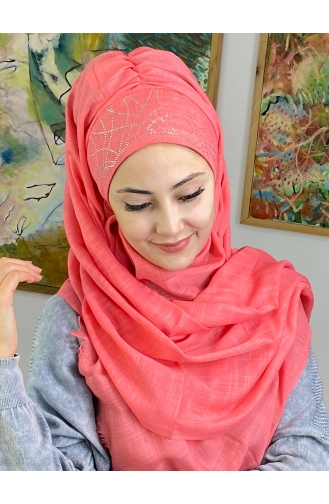 Pinkish Orange Ready to wear Turban 1ŞBTTHZŞL01-04