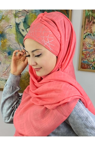 Peach Pink Ready to Wear Turban 1ŞBTTHZŞL01-04