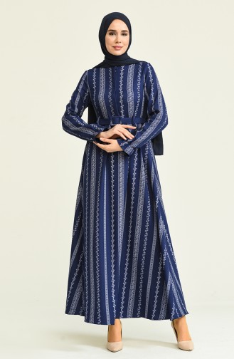 Indigo Hijab Dress 10434.İndigo