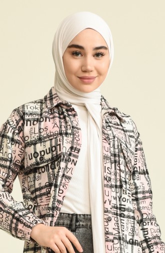 Yazı Baskılı Tunik Pudra 10548