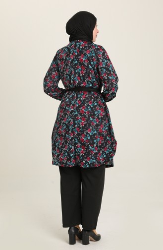 Ensemble Deux Pieces Tunique Pantalon Grande Taille 2601C-02 Bleu Marine 2601C-02