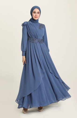 Indigo Hijab-Abendkleider 4932-02