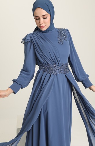 Indigo Hijab-Abendkleider 4932-02