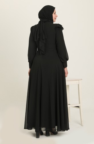 Black Hijab Evening Dress 6030-04