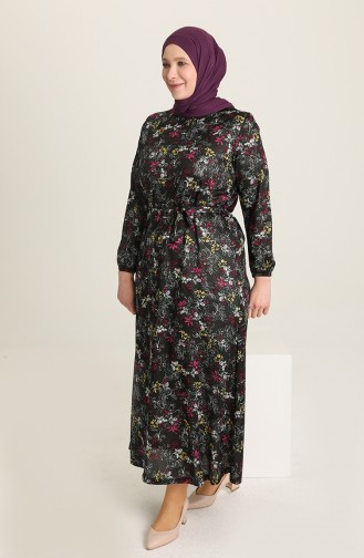 Schwarz Hijab Kleider 4801-02