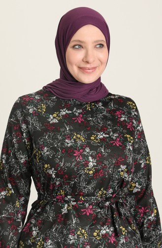 Schwarz Hijab Kleider 4801-02