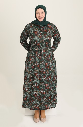 Grün Hijab Kleider 4801-04