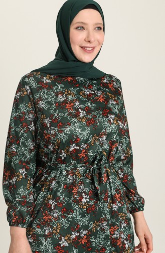 Grün Hijab Kleider 4801-04