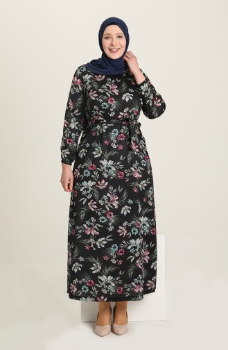 Navy Blue Hijab Dress 4801A-02