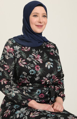 Dunkelblau Hijab Kleider 4801A-02