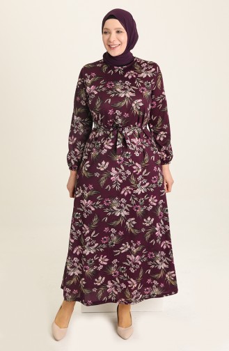 Plum Hijab Dress 4801A-04