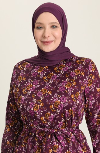 Plum Hijab Dress 4801C-04