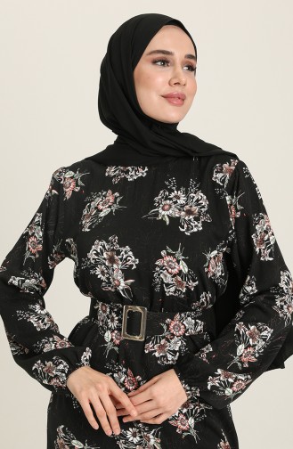 Schwarz Hijab Kleider 2269-04