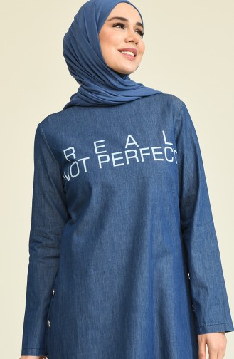 Dark Blue Jeans Tunics 10441.Koyu Kot