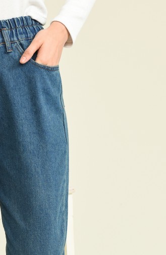 Lastikli Büyük Beden Kot Pantolon 6010 Mavi