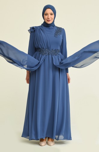 Indigo Hijab Evening Dress 6030-02