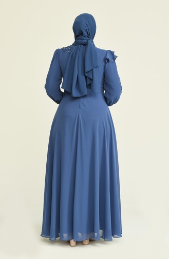 Indigo Hijab Evening Dress 6030-02