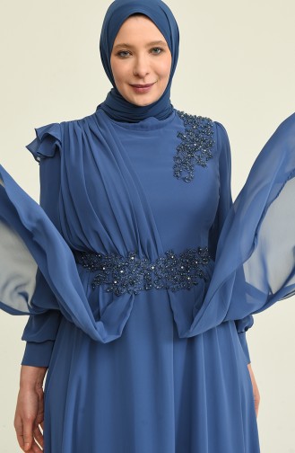 Indigo Hijab Evening Dress 6030-02