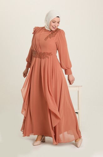 Onion Peel Hijab Evening Dress 6030-03