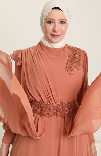 Onion Peel Hijab Evening Dress 6030-03