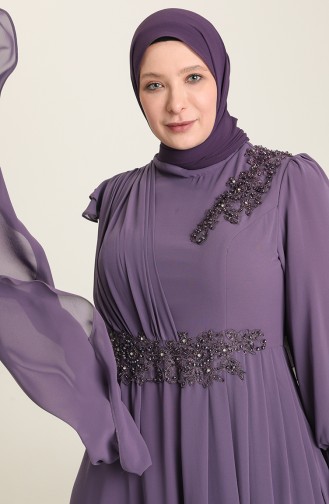 Violet Hijab Evening Dress 6030-05