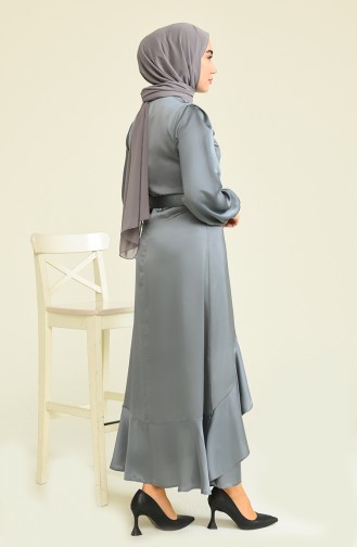 Saten Elbise 4566-03 Gri