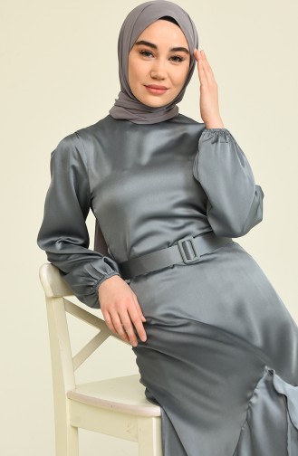 Gray Hijab Dress 4566-03