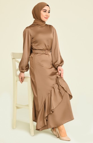 Saten Elbise 4566-04 Bej