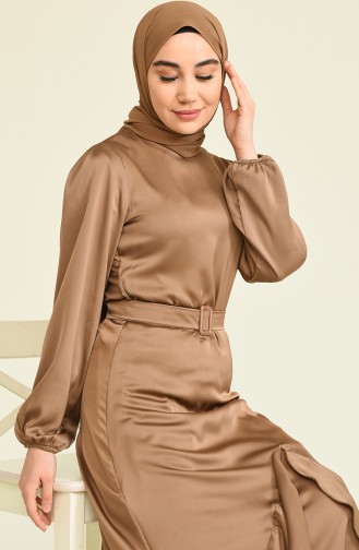 Saten Elbise 4566-04 Bej