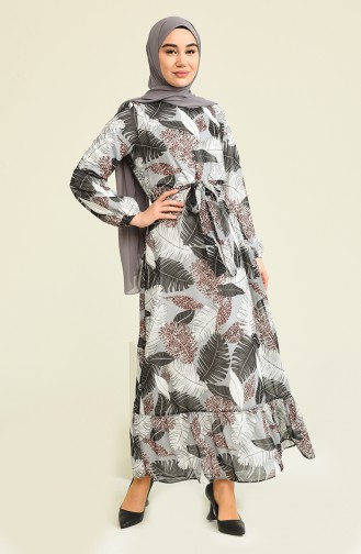 Gray Hijab Dress 310522-04