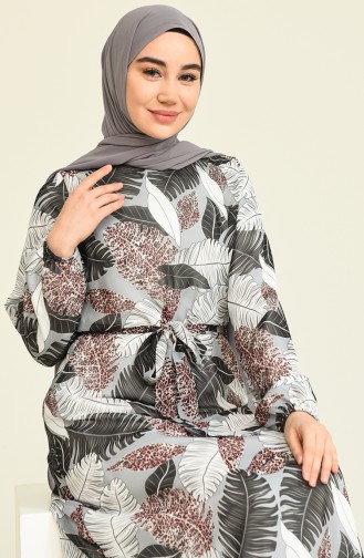 Gray Hijab Dress 310522-04