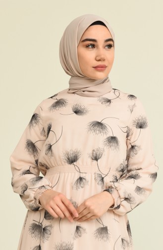 Beige İslamitische Jurk 3111-02