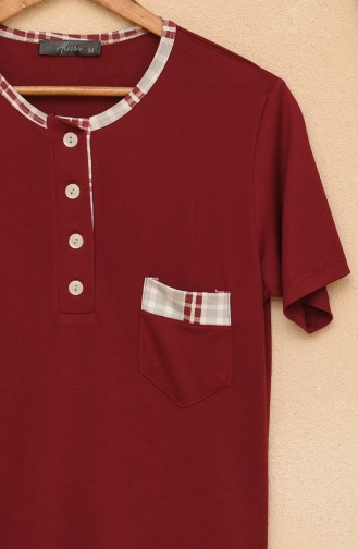 4 Düğmeli Pijama Takımı 5672-01 Bordo