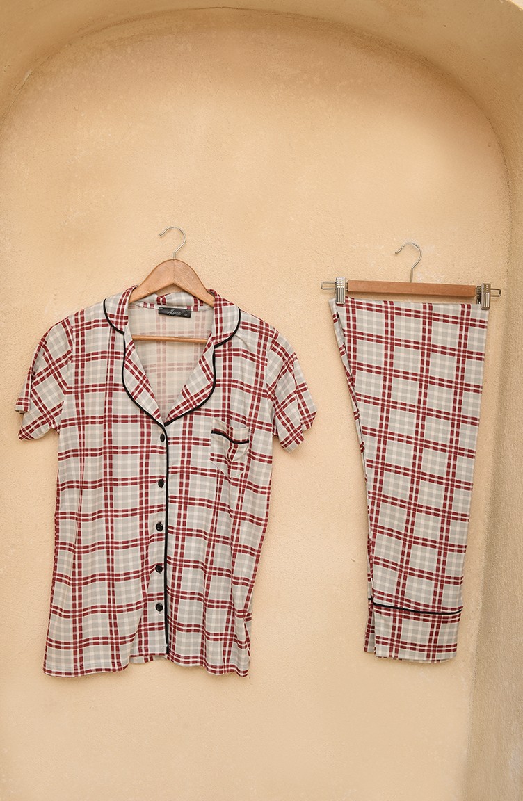 Pijama Takımı 5673-01 Bordo